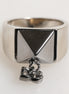 Dolce & Gabbana Silver Tone Pyramid DG Logo Real Brass Ring Dolce & Gabbana