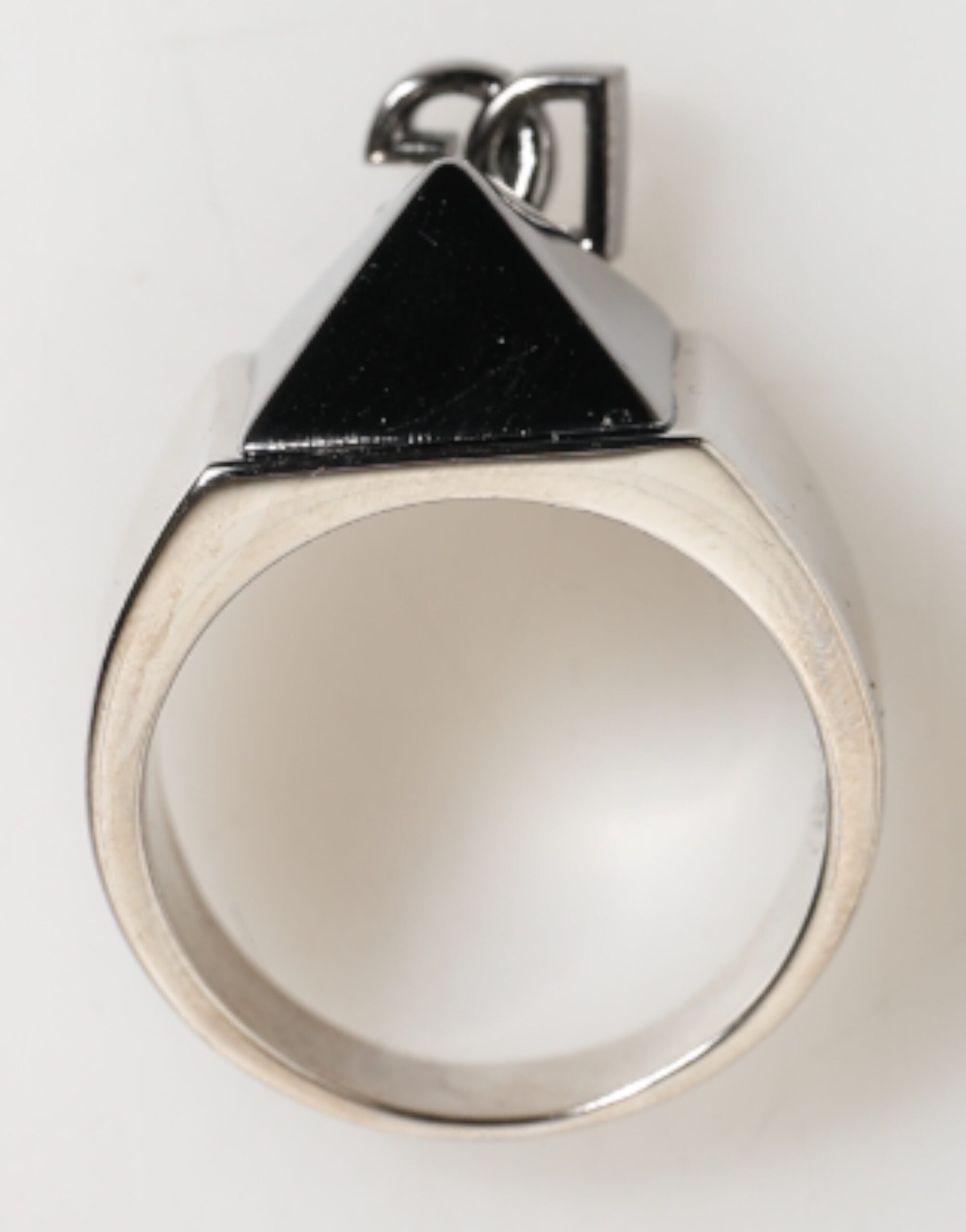 Dolce & Gabbana Silver Tone Pyramid DG Logo Real Brass Ring Dolce & Gabbana