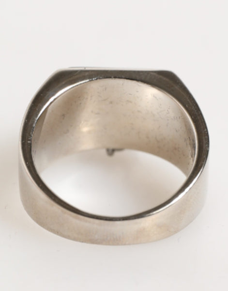 Dolce & Gabbana Silver Tone Pyramid DG Logo Real Brass Ring Dolce & Gabbana