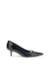 PINKO Black Calf Leather Bos Taurus Mid Heel Pumps PINKO