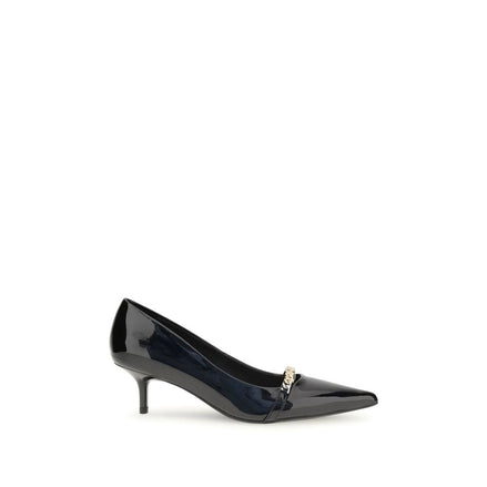 PINKO Black Calf Leather Bos Taurus Mid Heel Pumps PINKO