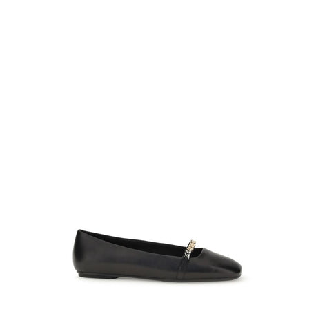 PINKO Black Calf Leather Bos Taurus Ballet Flats PINKO