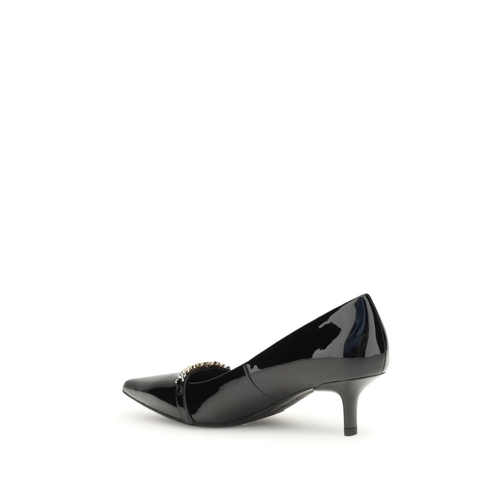 PINKO Black Calf Leather Bos Taurus Mid Heel Pumps PINKO