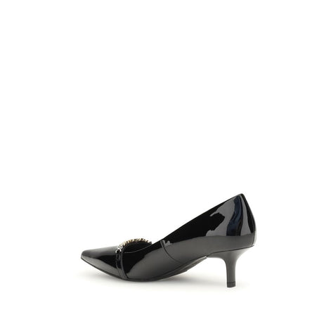 PINKO Black Calf Leather Bos Taurus Mid Heel Pumps PINKO