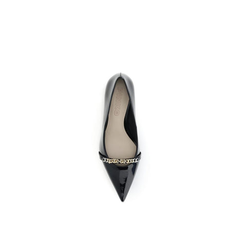 PINKO Black Calf Leather Bos Taurus Mid Heel Pumps PINKO