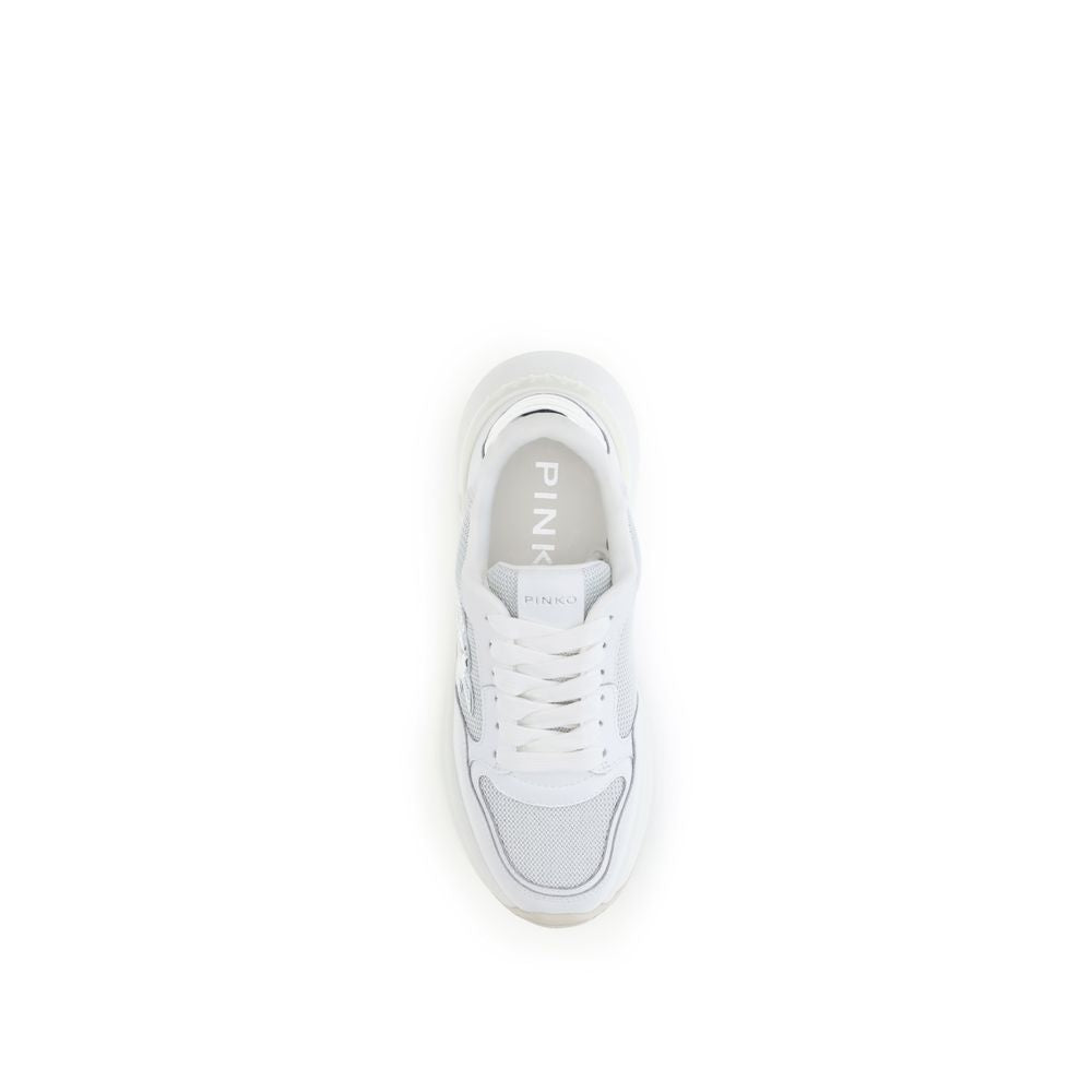PINKO White Calf Leather Bos Taurus Chunky Sneakers PINKO