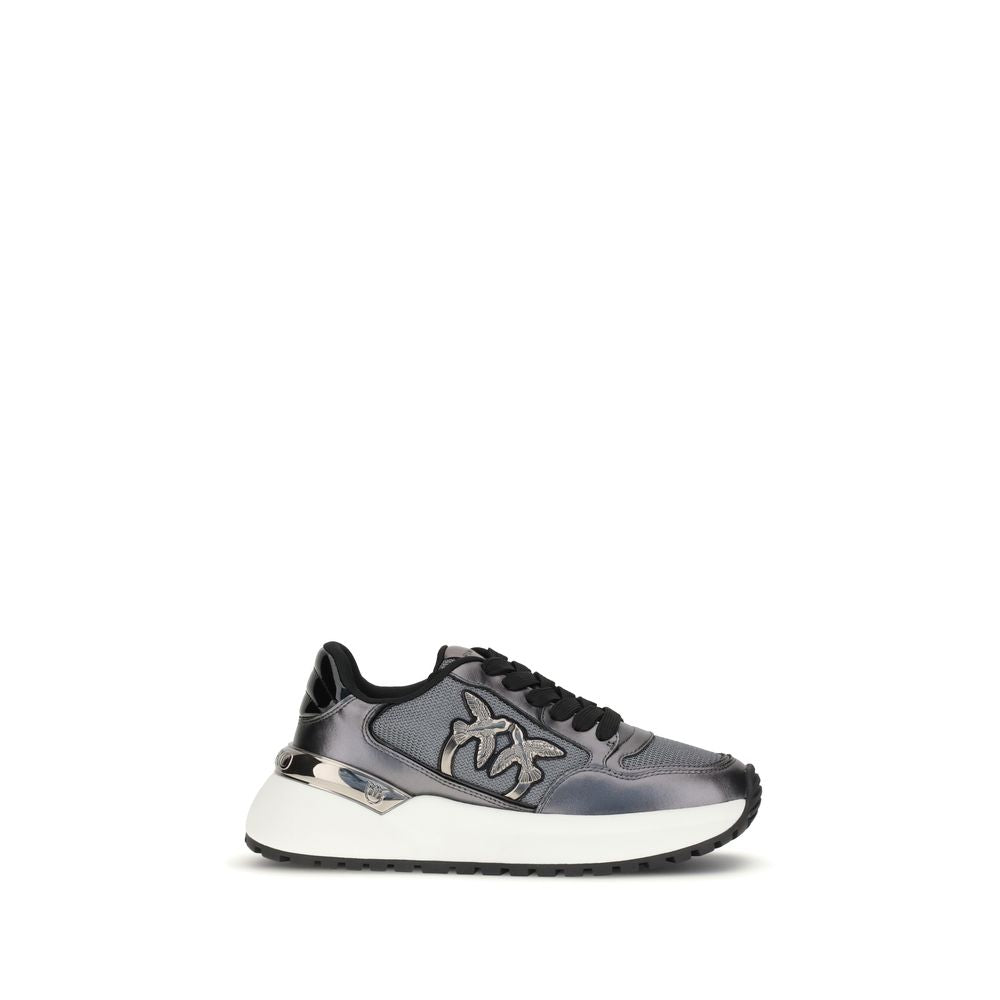PINKO Gray Fabric Low Top Sneakers PINKO