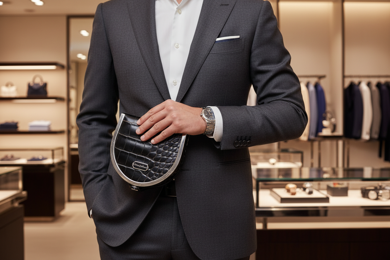 Dolce & Gabbana Geldbörse für Herren aus schwarzem, poliertem Krokodilleder