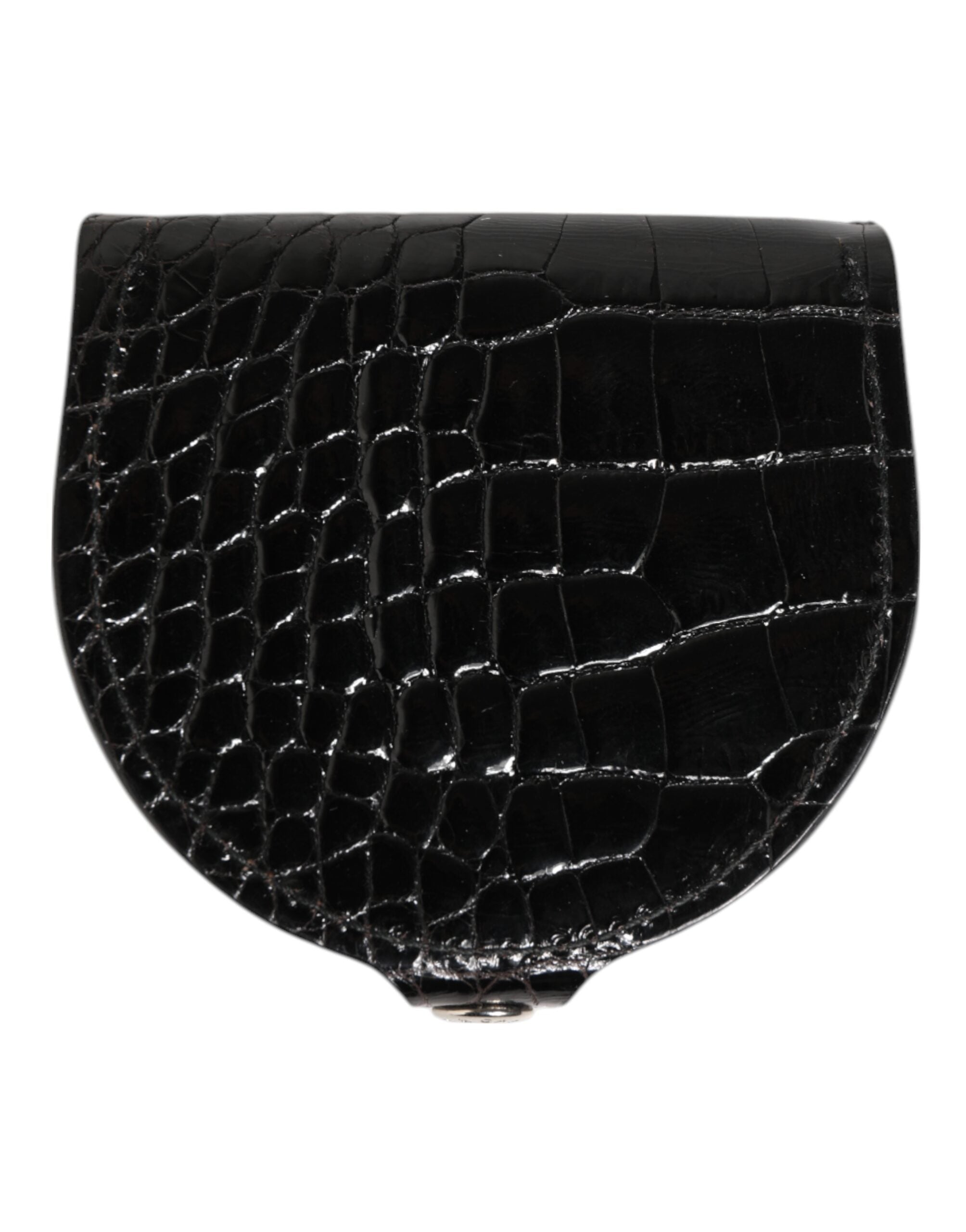Dolce & Gabbana Black Polished Crocodile Leather Mens Coin Purse Wallet Dolce & Gabbana