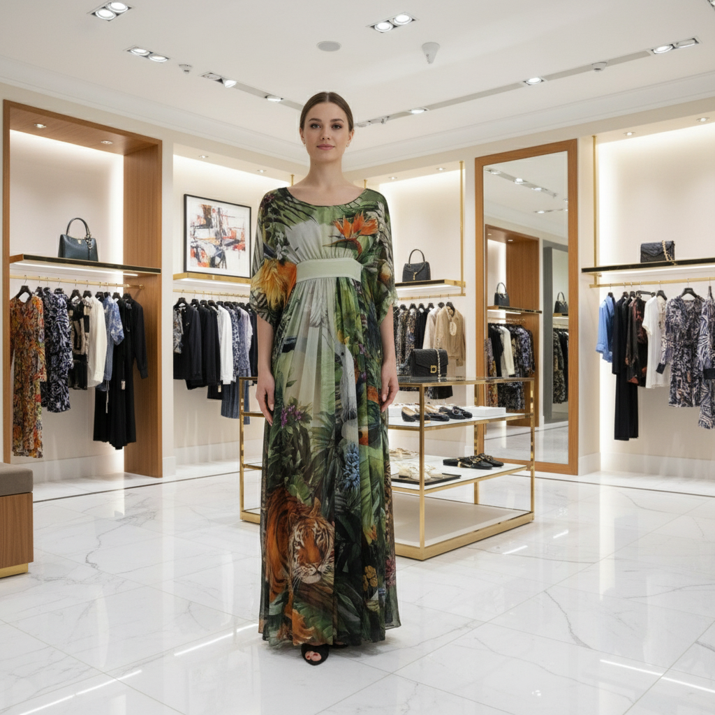 Dolce & Gabbana Multicolor Silk Jungle Print Women Maxi Dress Dolce & Gabbana