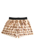 Dolce & Gabbana Brown Ancient Coin Print Silk Shorts Swimwear Dolce & Gabbana
