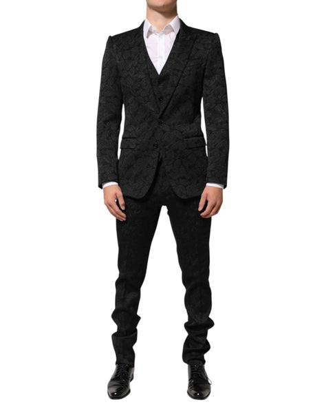 Dolce & Gabbana Black 3 Piece Brocade Jacquard Suit MARTINI Dolce & Gabbana