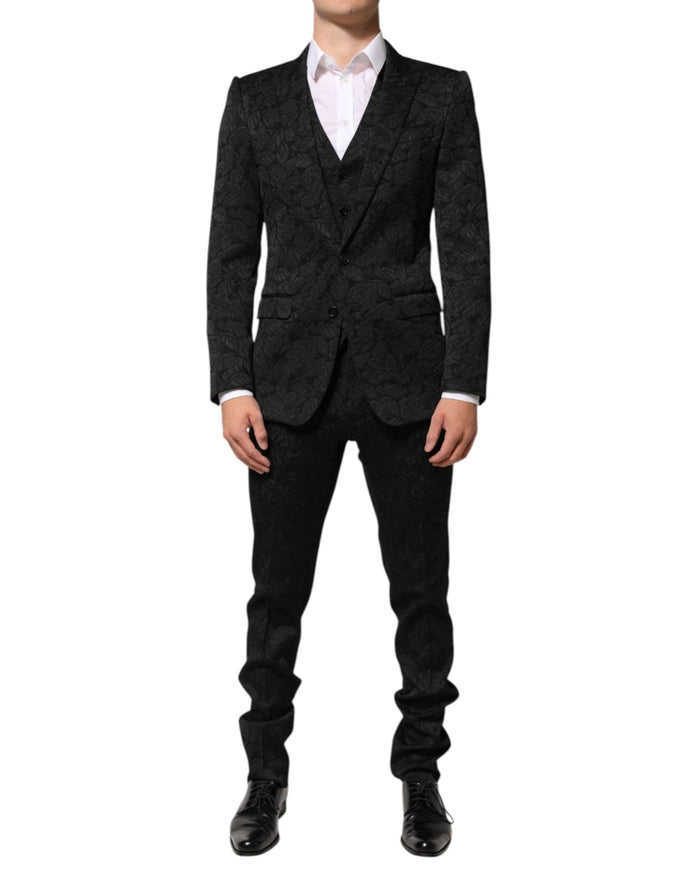 Dolce & Gabbana Black 3 Piece Brocade Jacquard Suit MARTINI Dolce & Gabbana