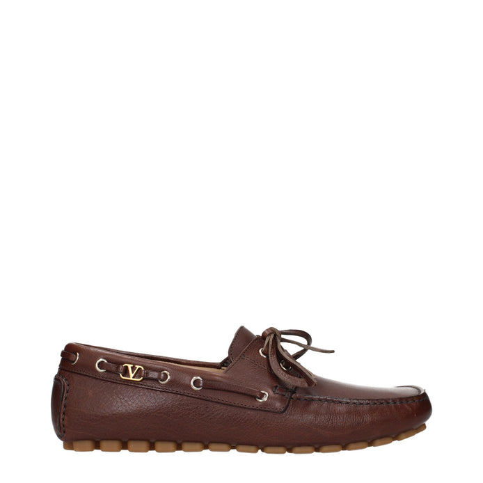 Valentino Garavani Brown Leather Slip-On Loafers Valentino Garavani