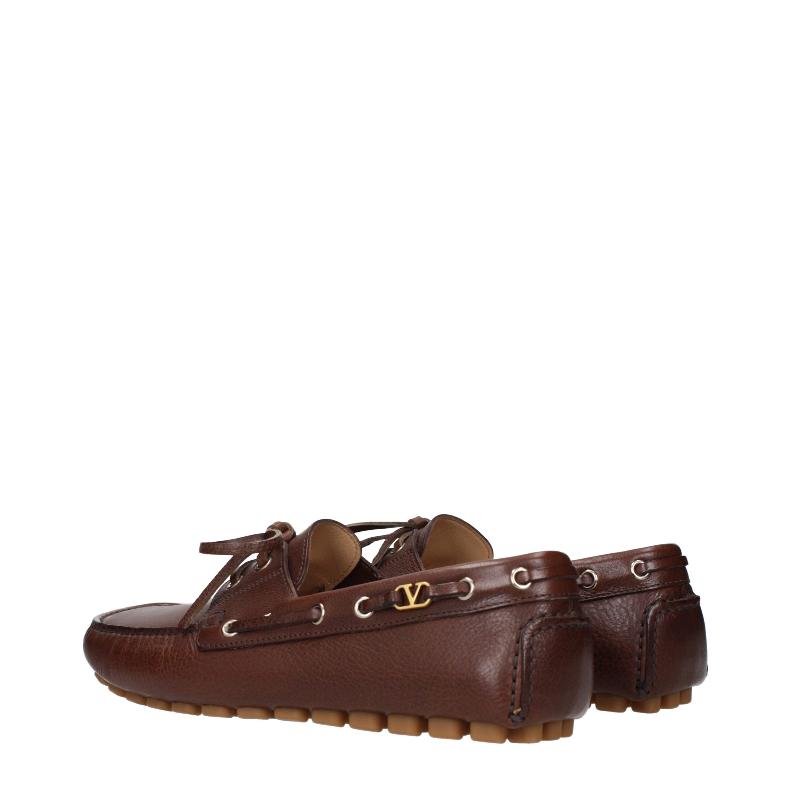 Valentino Garavani Brown Leather Slip-On Loafers Valentino Garavani