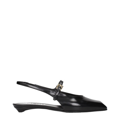 Prada Black Leather Flat Sandals Prada
