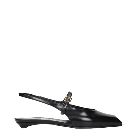 Prada Black Leather Flat Sandals Prada