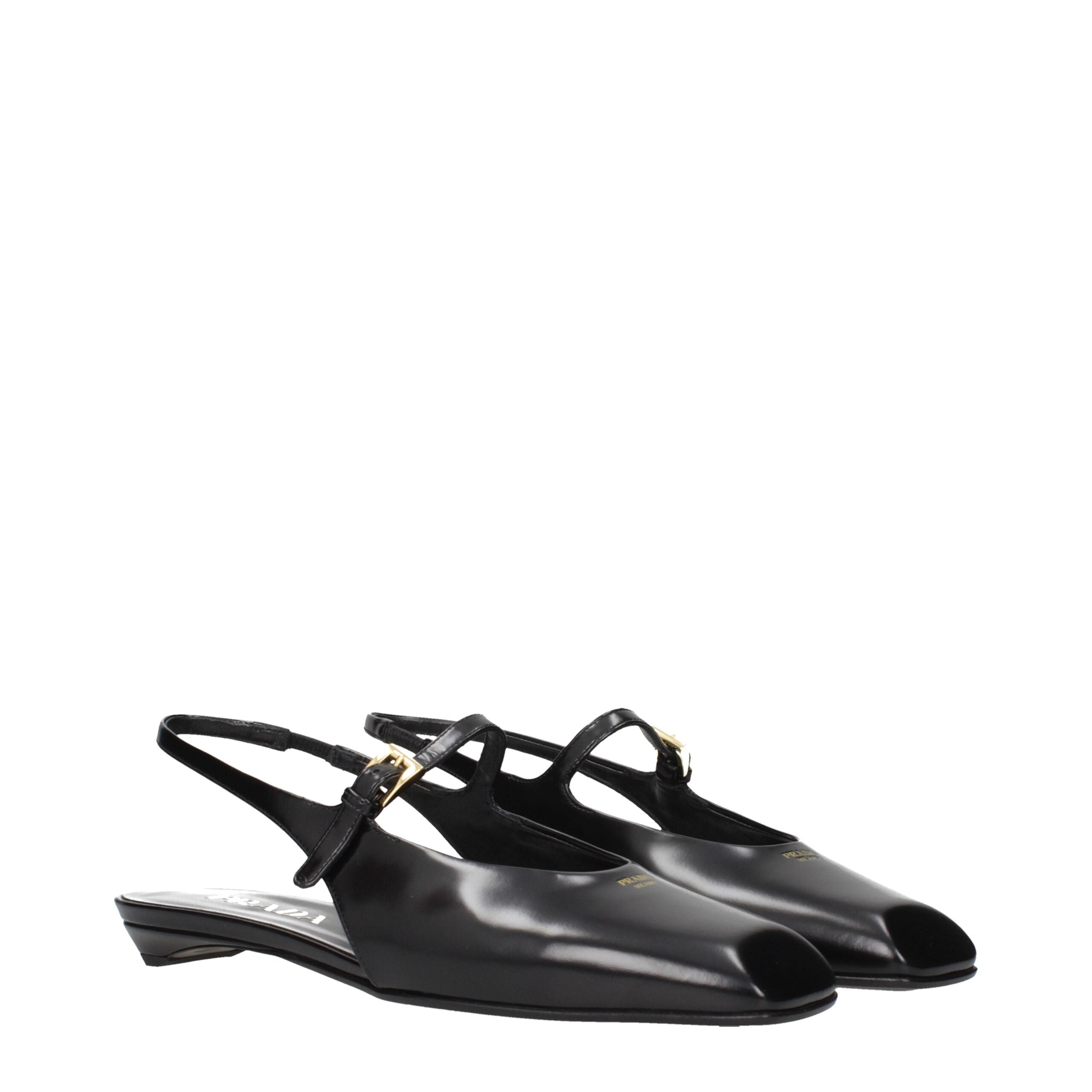 Prada Black Leather Flat Sandals Prada