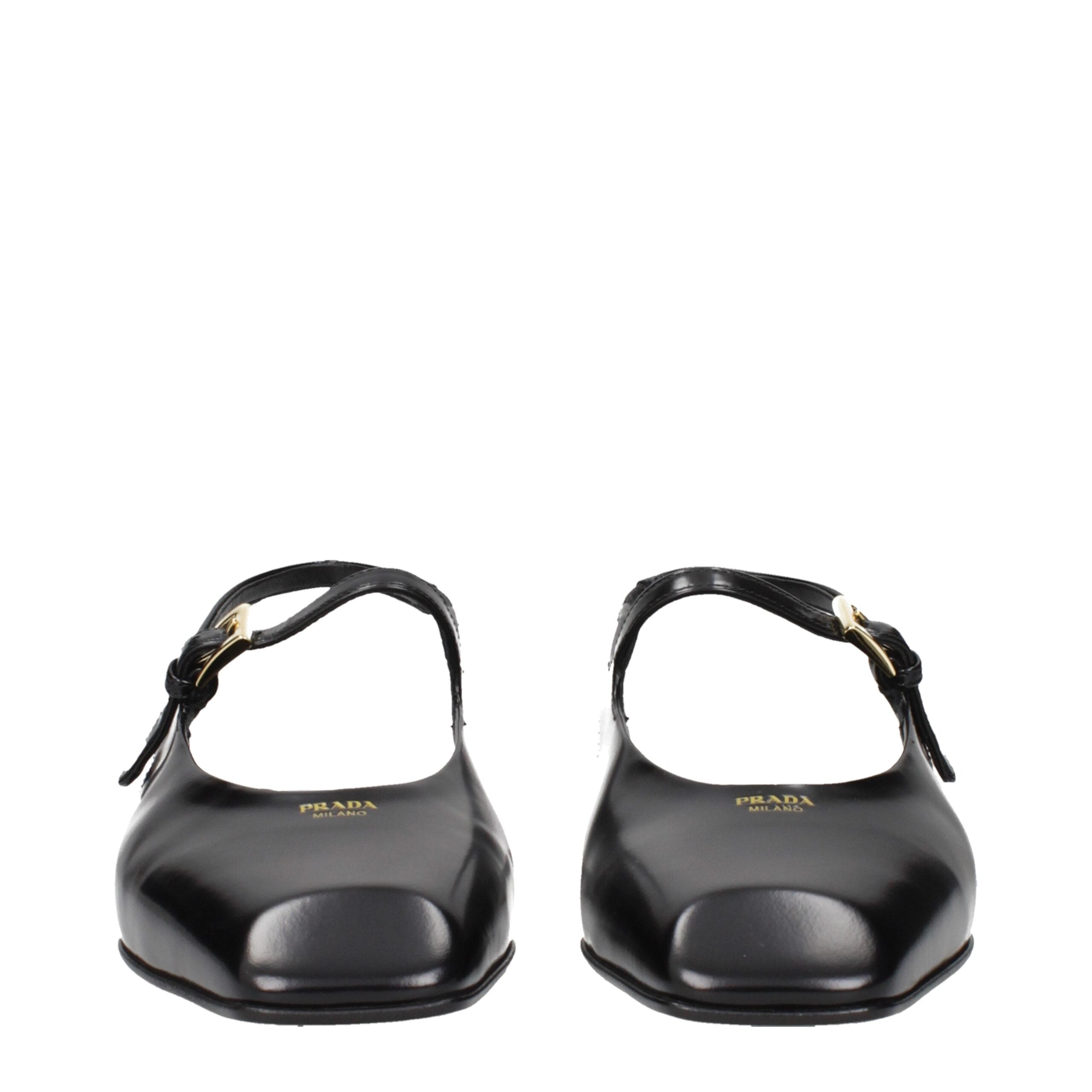 Prada Black Leather Flat Sandals Prada