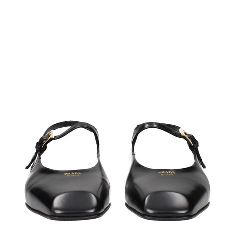 Prada Black Leather Flat Sandals Prada