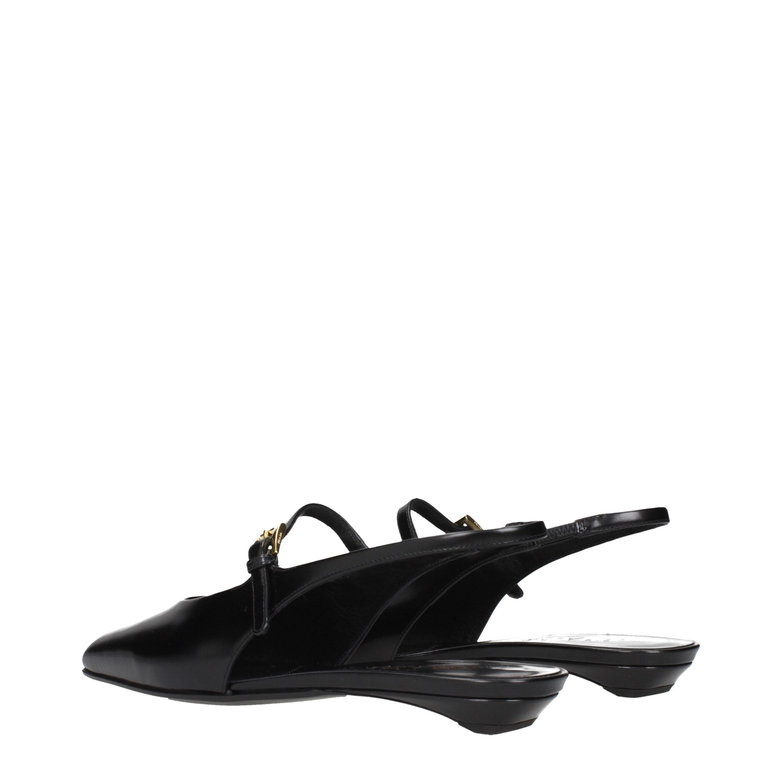 Prada Black Leather Flat Sandals Prada
