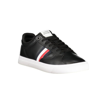 Tommy Hilfiger Black Leather Men Sneaker Tommy Hilfiger