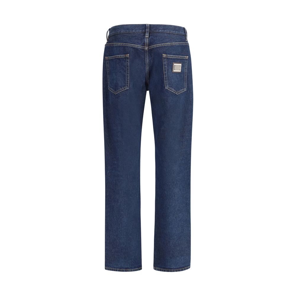 Dolce & Gabbana Blue Cotton Straight-Leg Jeans Dolce & Gabbana