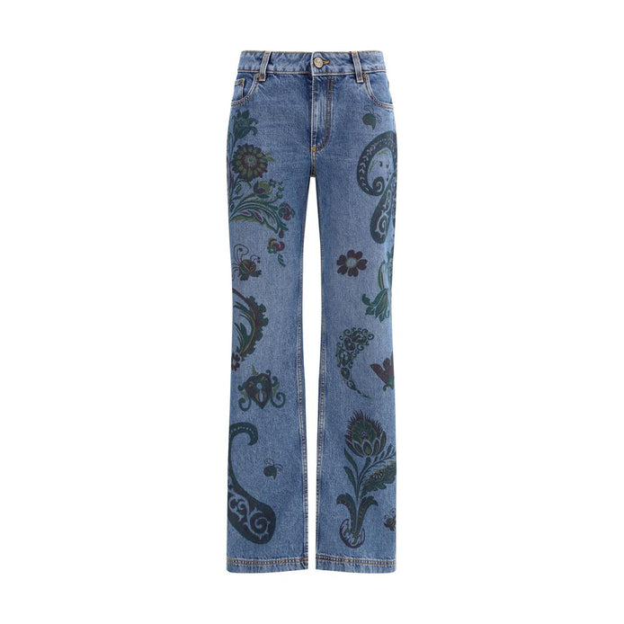 Etro Blue Cotton Flared Jeans Etro