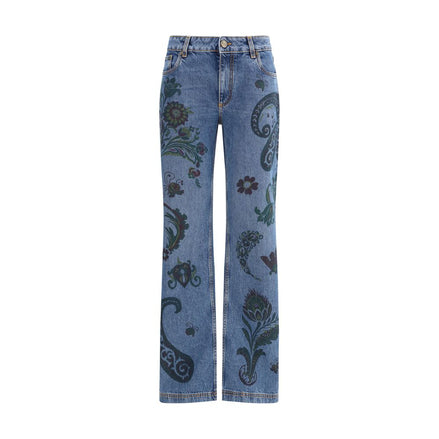 Etro Blue Cotton Flared Jeans Etro