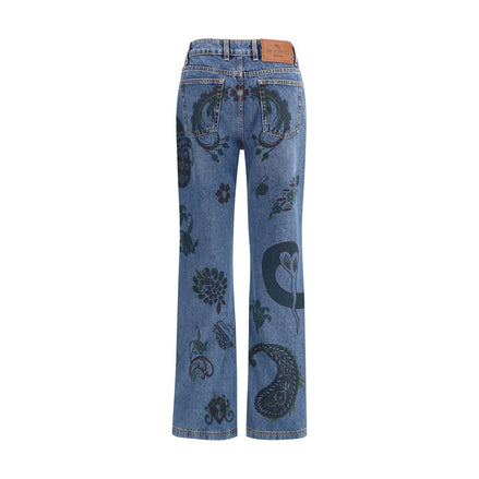 Etro Blue Cotton Flared Jeans Etro