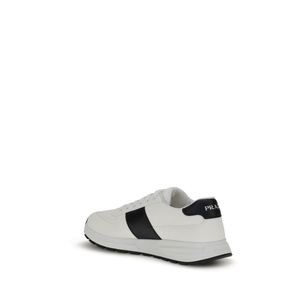 Prada White Calf Leather Bos Taurus Low Top Sneakers Prada