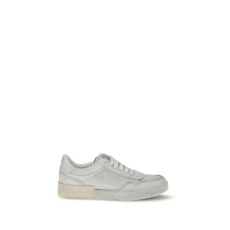Dolce & Gabbana White Calf Leather Bos Taurus Low Top Sneakers Dolce & Gabbana