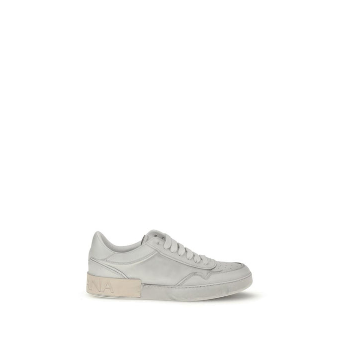 Dolce & Gabbana White Calf Leather Bos Taurus Low Top Sneakers Dolce & Gabbana