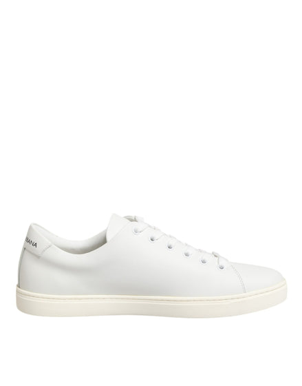Dolce & Gabbana White Leather Sacre Heart Patch Sneakers  Shoes Dolce & Gabbana