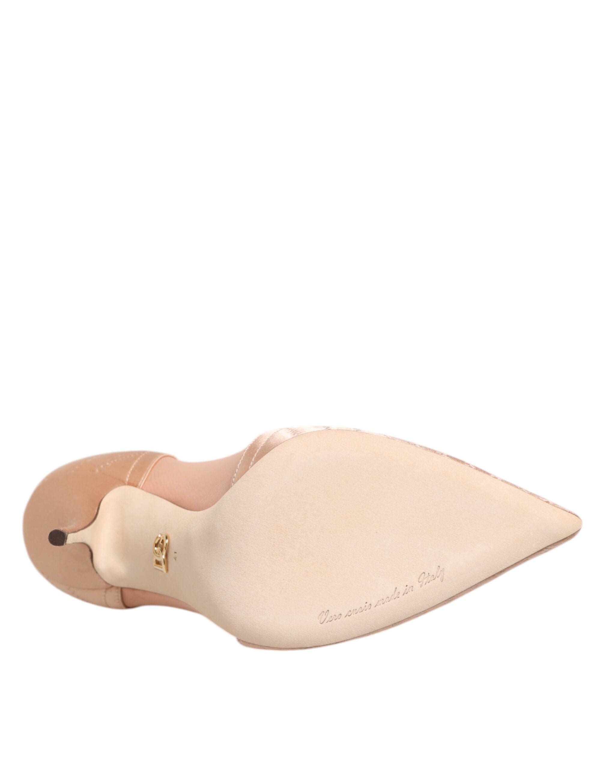 Dolce & Gabbana Cipria Nude Satin Mesh Stiletto Pumps Shoes Dolce & Gabbana
