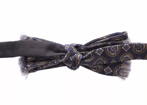 Dolce & Gabbana Blue Silk Baroque Fantasi Tied Bow Tie Papillon Dolce & Gabbana