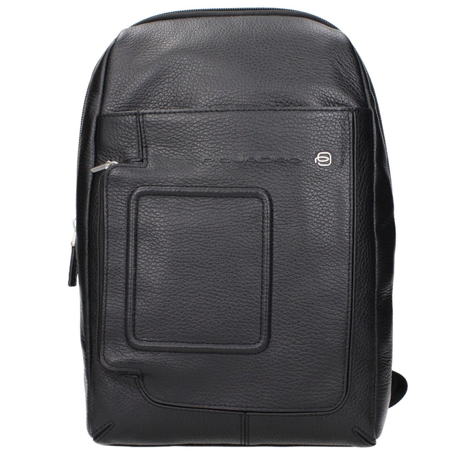 Piquadro Black Leather Crossbody Bag Piquadro