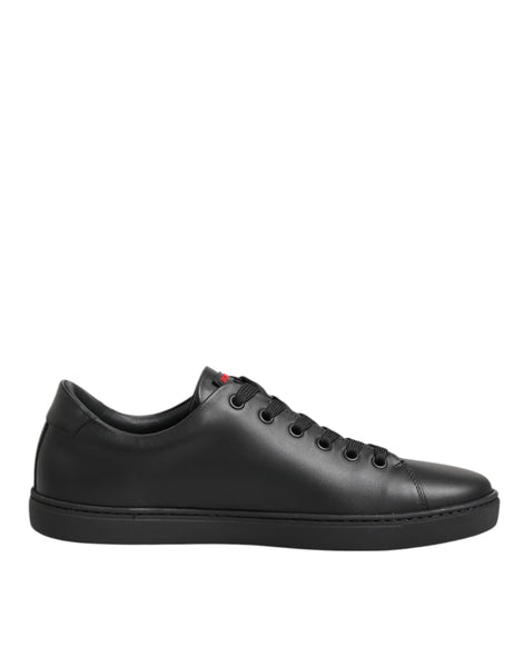 Dolce & Gabbana Black Leather Crystal Heart Low Top Sneakers  Shoes Dolce & Gabbana