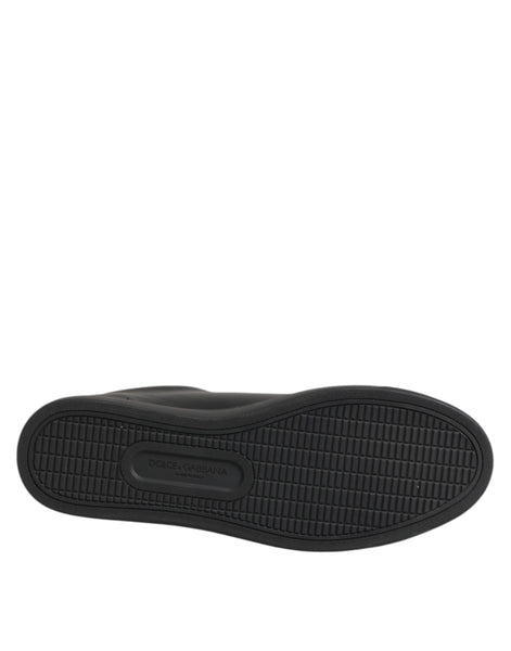 Dolce & Gabbana Black Leather Crystal Heart Low Top Sneakers  Shoes Dolce & Gabbana