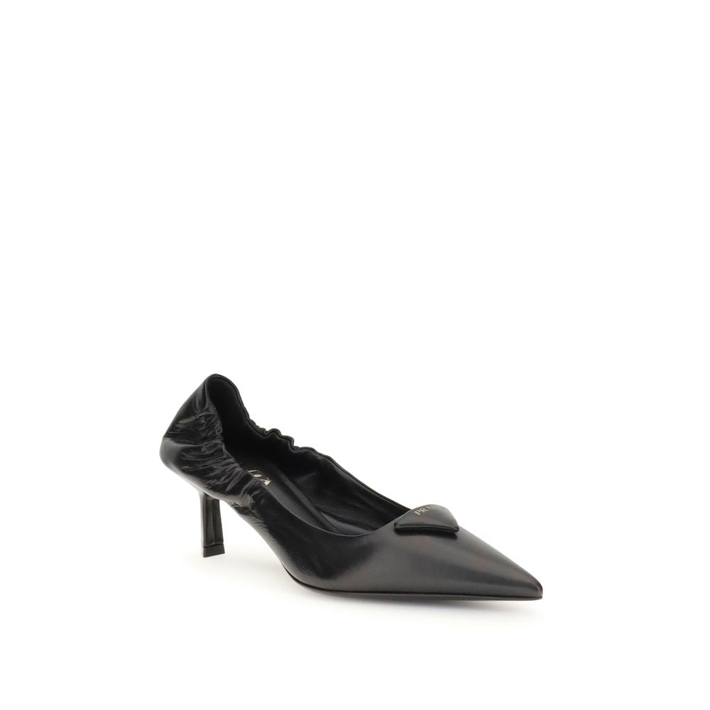 Prada Black Calf Leather Bos Taurus High Heel Pumps Prada