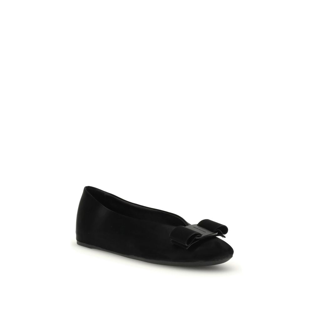 Ferragamo Black Calf Leather Bos Taurus Ballet Flats Ferragamo