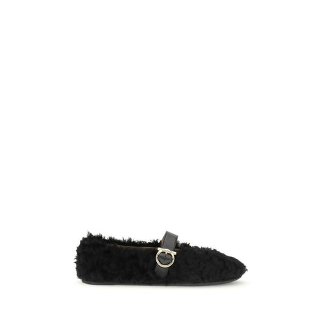 Ferragamo Black Fur Ballet Flats Ferragamo