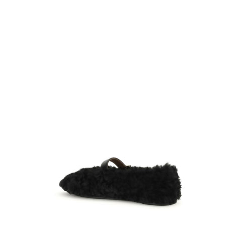 Ferragamo Black Fur Ballet Flats Ferragamo