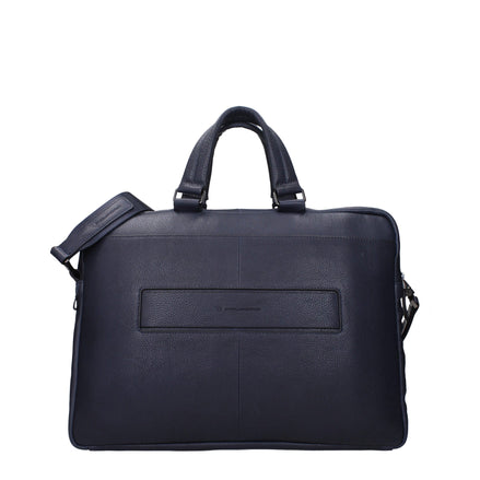 Piquadro Blue Leather Business And Laptop Bag Piquadro