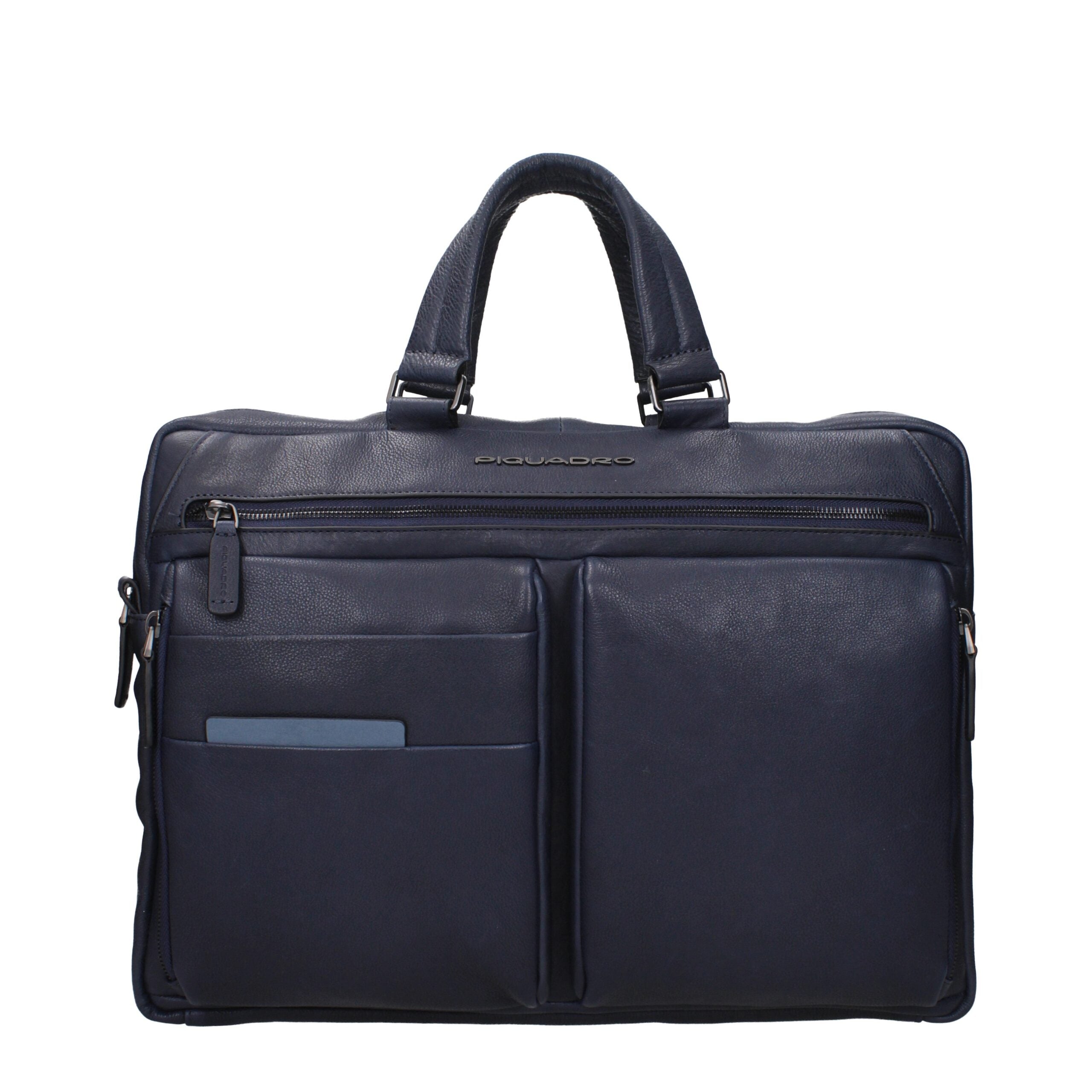 Piquadro Blue Leather Business And Laptop Bag Piquadro