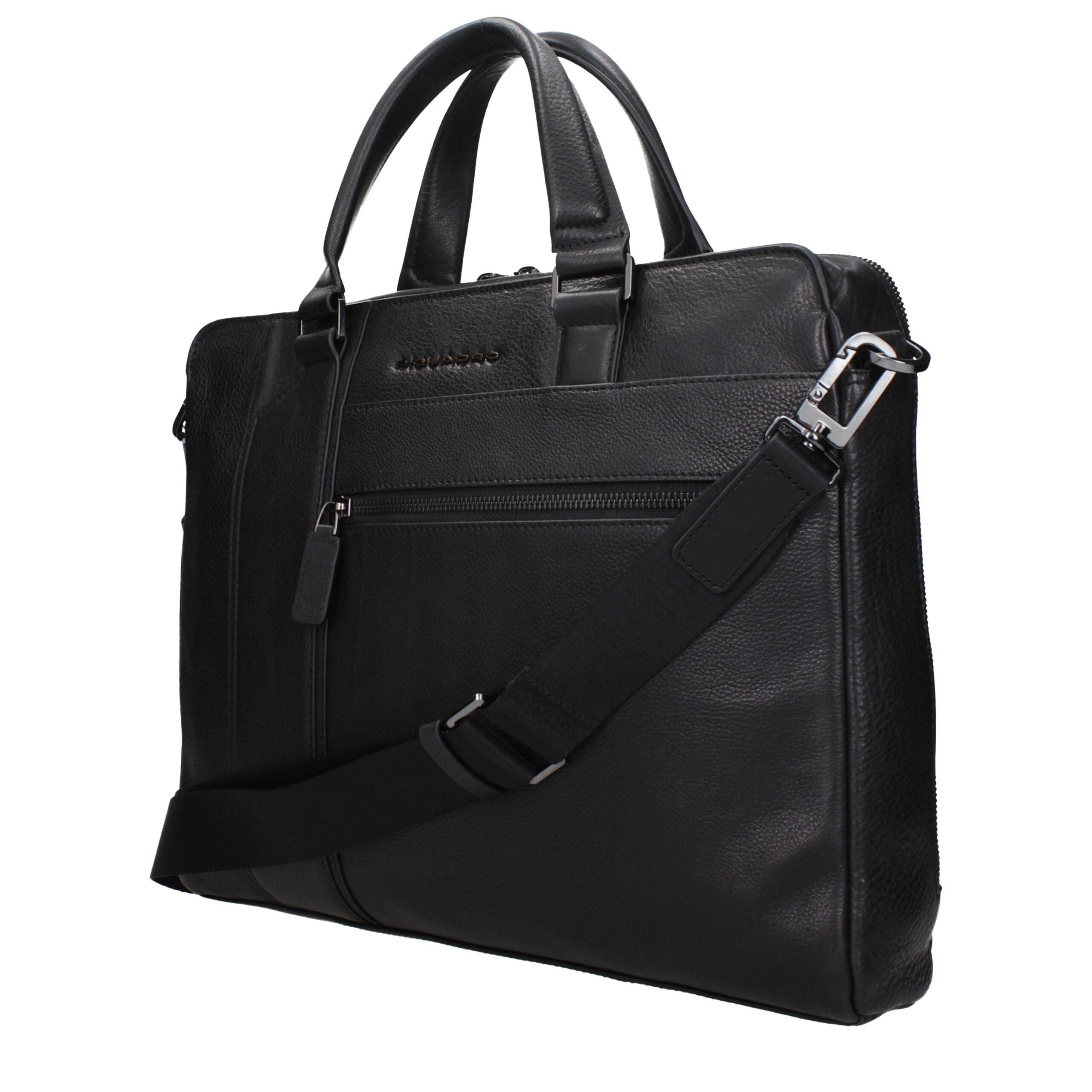 Piquadro Black Leather Business And Laptop Bag Piquadro