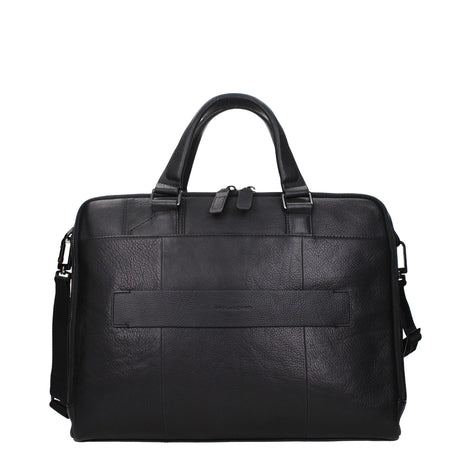 Piquadro Black Leather Business And Laptop Bag Piquadro