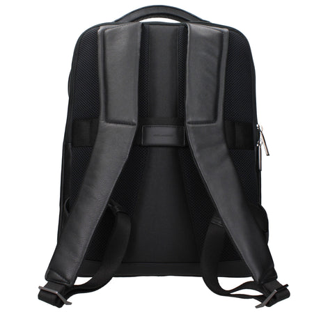 Piquadro Black Leather Backpack Piquadro