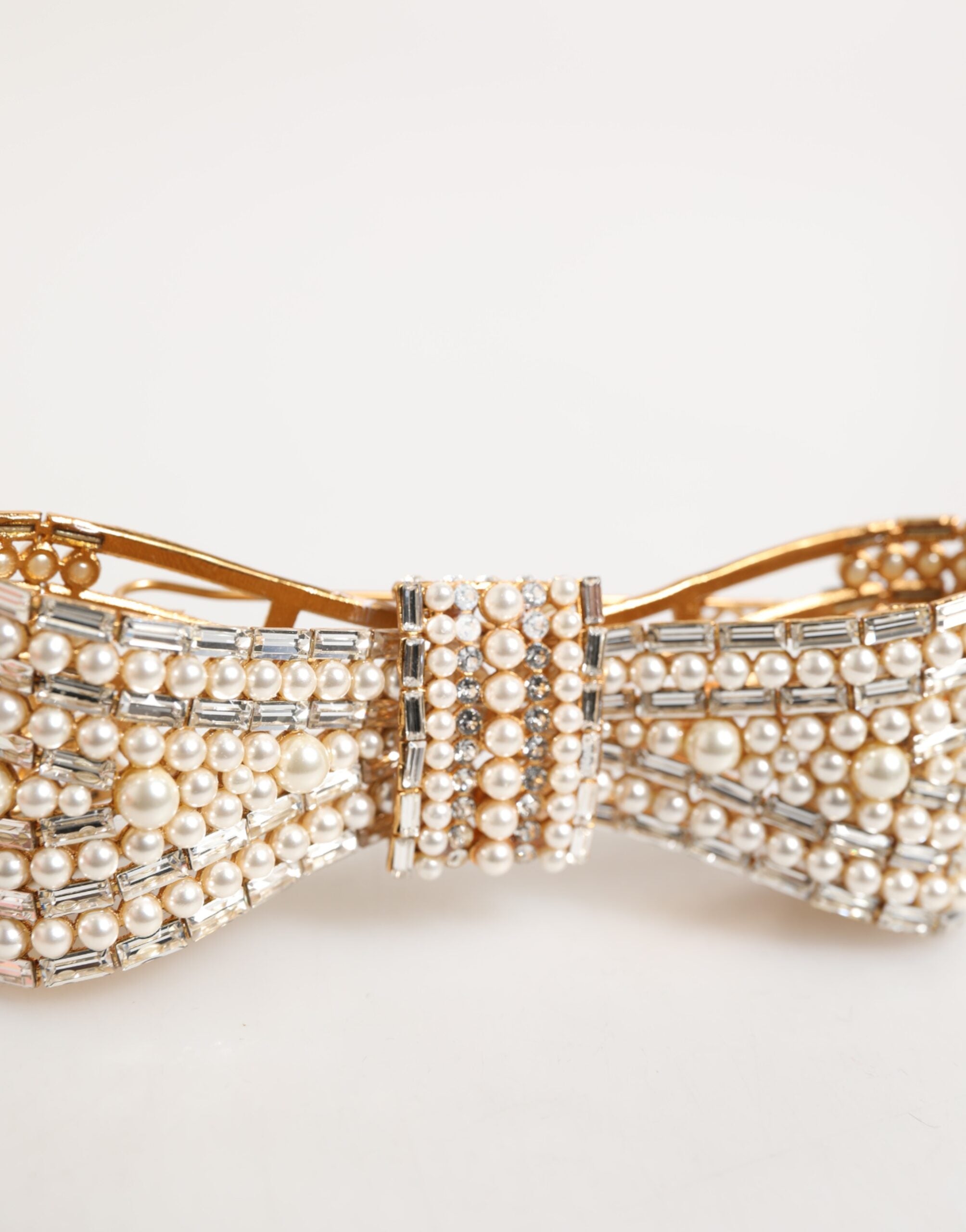 Dolce & Gabbana Gold Brass Glas Crystal Faux Pearl Embellished Brooch Dolce & Gabbana