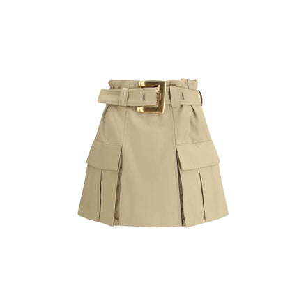 Balmain Beige Cotton Mini Skirt Balmain